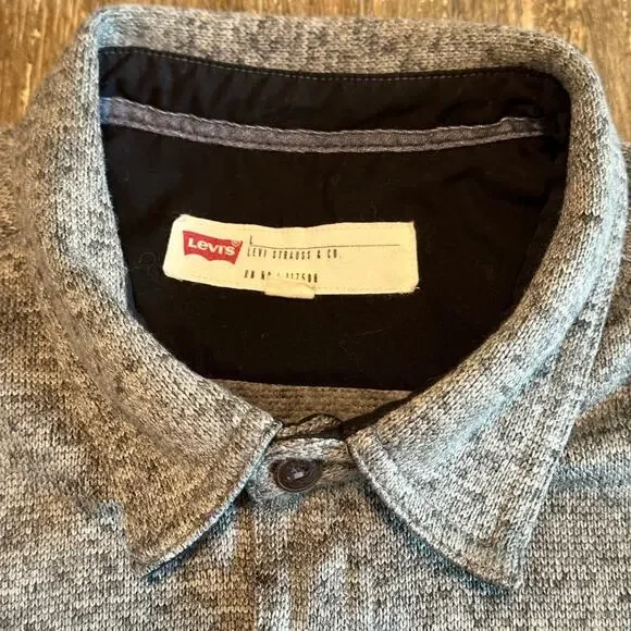 Levi's Fleece Long Sleeve Button Down Collar Shirt Jacket Grey Men’s Size Large - Picture 6 of 9